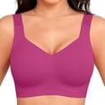 thumbnail image 3 of Siminsem Everyday Wireless Bra for Older Women Plus Size Full Coverage Supportive No Underwire Seamless Comfortable Wide Straps Back Smoothing Lifting Breathable Support, Hot Pink,XXXXL, 3 of 9
