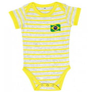 Brasil Striped Baby Bodysuit, Yellow & Grey - 12-18 Months