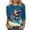 J-Multicolor, variant on LEBONYARD Ladies' Christmas Printing Round Neck Sweatshirts Casual 3/4 Sleeve Loose Fit Top