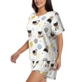 thumbnail image 2 of Naloa Cute Cat Women's Short-Sleeved Pajama Set, Loungewear, Summer pajamas, Breathable Cozy - Small, 2 of 9