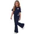 thumbnail image 6 of ECHFIPROM Big Girls Summer Outfits, Short Sleeve Crew Neck Printed T-Shirt, Casual Flared Pants 2 Piece Set, Daily Wear Outfit for Girls 5-15 Years Old,Navy,7-8Years, 6 of 6