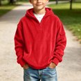 thumbnail image 2 of Edvintorg Boys Hoodies Size 10 12 Long Sleeve Corduroy Hooded Sweatshirt Solis Color Quarter Zip Pullover Top Kids Clothes Boys, 2 of 9