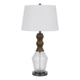 thumbnail image 2 of Hay 33 Inch Table Lamp, Diamond Pattern Glass Base, White Fabric Shade, 2 of 8