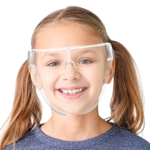 Safety Face Shields with Glasses Frames (Pack of 2) - Ultra Clear Protective Full Face Shields to Protect Eyes, Nose, Mouth - Anti-Fog PET Plastic, Goggles - Sanitary Droplet Splash Guard