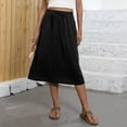 thumbnail image 6 of Difdany Women's Bohemian A-Line Elastic Waist Flowy Midi Skirt with Pockets Black L, 6 of 8