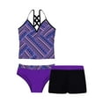 thumbnail image 6 of Jowowha Kids Big Girls Pinata Three Piece Tankini Set Floral Top Shorts Bottoms Beach Sports Bathing Purple Ethnic Patter 14, 6 of 8