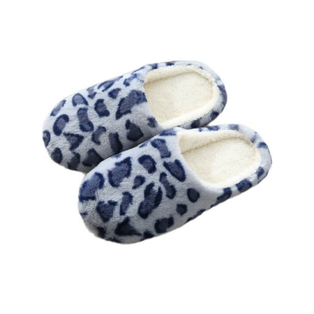 

Gomelly TWO PAIRS House Slippers for Women Comfortable Furry Bedroom Shoes Indoor Non-slip Closed Toe Leopard Print Green *2 10.5-11