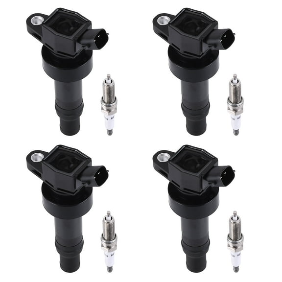 Guwzn Ignition Coil Pack Spark Plug Set Compatible for 2012-2019 Hyundai Accent Kia Soul Rio 1.6L 27301-2B100 UF-652