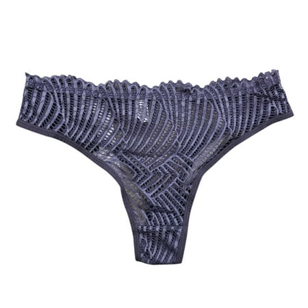 QYZEU Women s Lingerie  Sleep & Lounge No Show Underwear Lace Breathable Hollow Out Low Waist Pure Thong Brief Comfy Stylish Panties Soft Lightweight Underwear Purple One Size