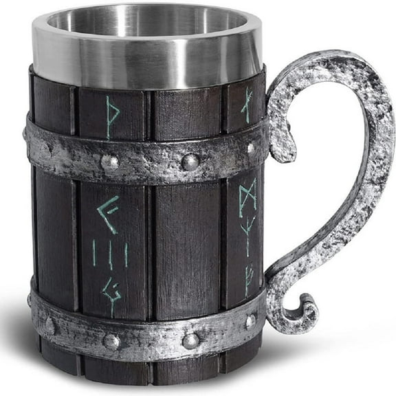 Nordic Viking Rune Mug Stainless Steel Tankard  Beer Cup Mugs 600ml