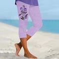 thumbnail image 4 of Women's Casual Pants Women'S Fashion Casual Floral Print High Waist Elastic Capri Pants Leggings,Beige Women's Casual Pants L, 4 of 7