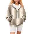 thumbnail image 6 of Women's Vertical Stripe Print Zip Up Hoodie, Fashion Drawstring Hooded Long Sleeve Sweatshirt for Spring Autumn Wear, Beach Casual Outings, Street Style and All Season Daily Comfort Yellow XXL, 6 of 7