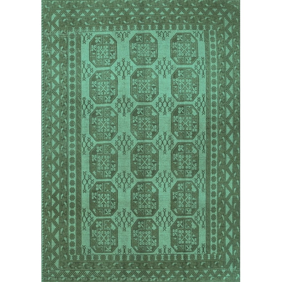 Ahgly Company Indoor Rectangle Persian Turquoise Blue Traditional Area Rugs, 7' x 9'