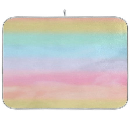 

Dish Drying Mat Multi-functional Absorbent Kitchen Drying Mat Foldable Drying Mat for Kitchen Drainer Rack 18 x24 Rainbow Color Tie-dye