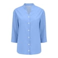 thumbnail image 7 of Womens Fashion Casual Button Down Shirt 3 4 Sleeve Solid Basic Tops For Daily Wear, 7 of 7