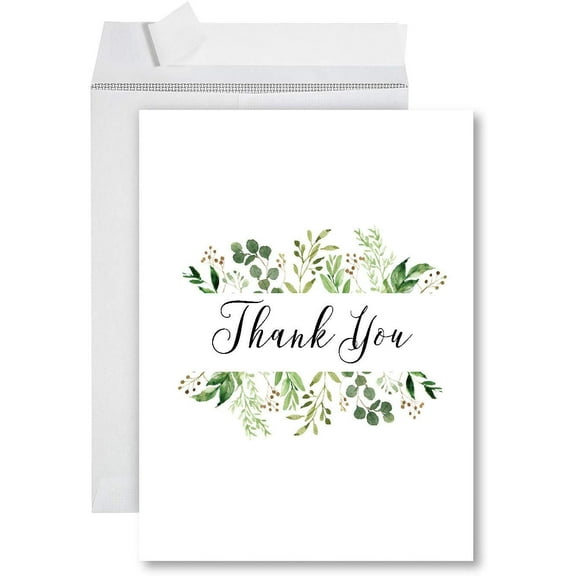 Koyal Wholesale Big Jumbo Thank You Card With Envelope 8.5 x 11 inch, Greeting Card, Thank You Greenery Foliage