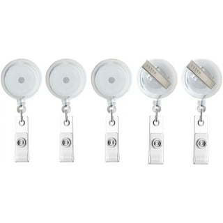 5 Pack Retractable ID Name Badge Holder Reels Bulk Premium Black  Retractable Badge Reels with Alligator Swivel Clip