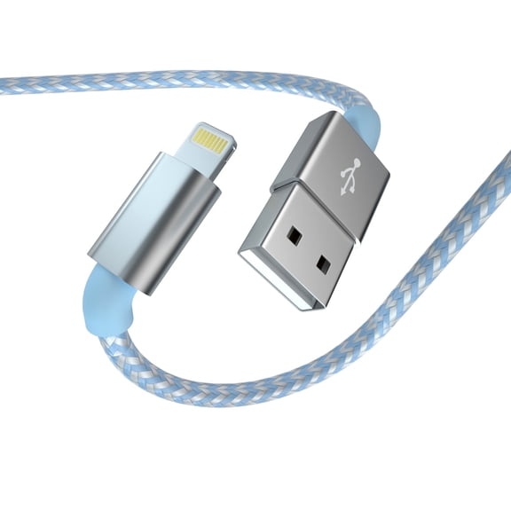 Phone Charger Cord 6 ft, Nylon Braided Fast Charging Cable (Sky Blue)