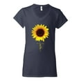 thumbnail image 2 of Sunflower Christian Faith Cross Inspirational/Christian Womenâ€™s Standard V-Neck Tee, Navy, 2XL, 2 of 3