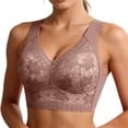 thumbnail image 2 of Huowey Womens Bras Floral Lace Trim Seamless Gathering Full Coverage Lace Bralettes Athletic Yoga Comfy Deep V Triangle Cami Lingerie Tshirt Everyday Bras,Coffee,XXXXXL, 2 of 7
