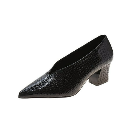 

Fesfesfes Plus Size Heels Scoop Shoes Mid-heel Shoes Women Fashion Retro Grandma Shoes Work High Heels Four Seasons Shoes 6.5(38)