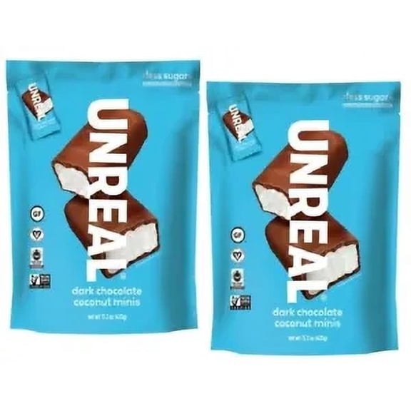 2 Packs Unreal Dark Chocolate Coconut Mini Bars 15.34 oz Each Pack, Exp. 05/2024