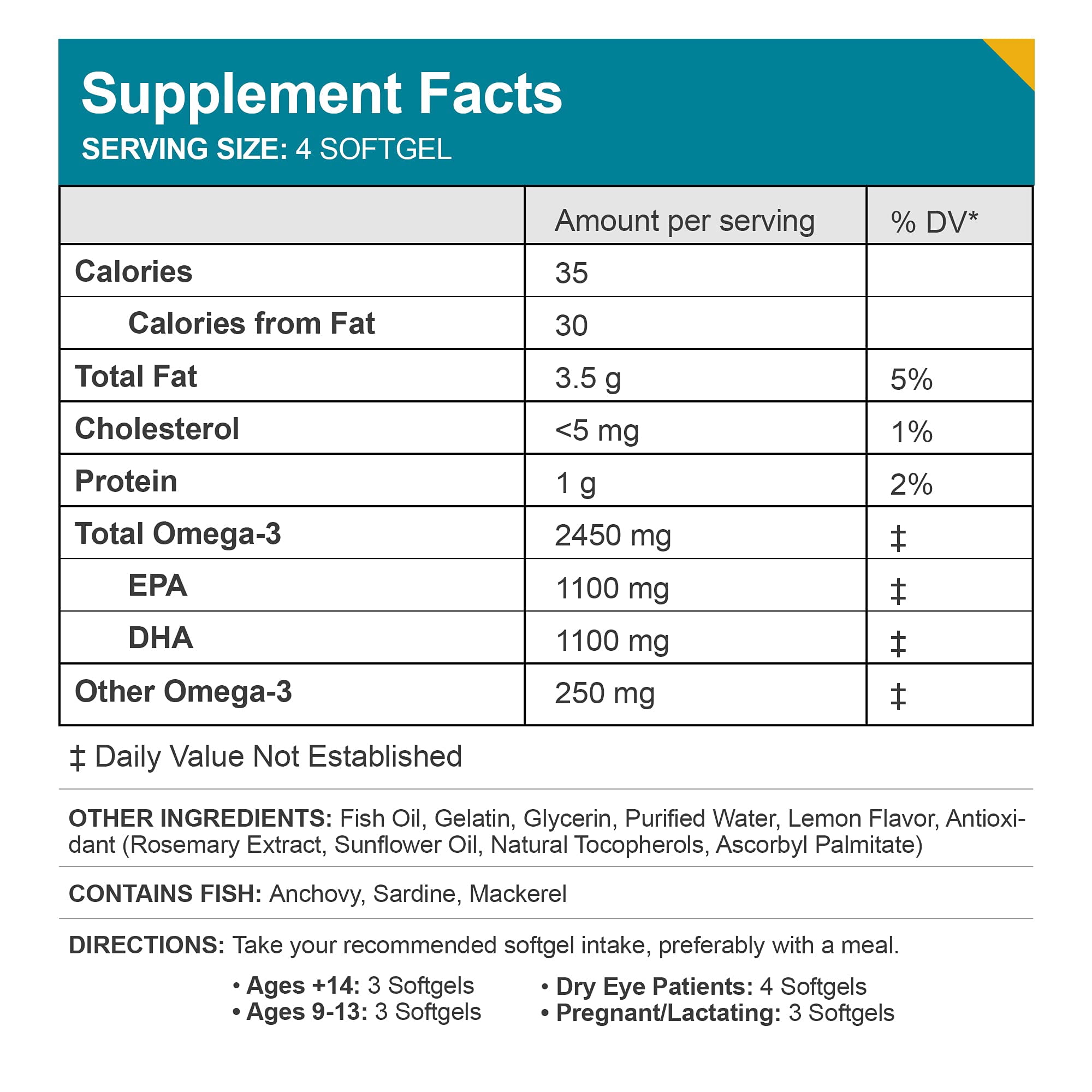 MacuHealth Omega 3 Fish Oil - Eye & Heart Health Supplement with 1100mg DHA, 1100mg EPA - Natural Triglyceride Formula, Gluten-Free - Environmentally Sustainable Resources - 120 Softgels