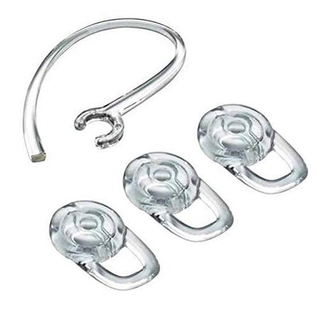 Replacement Earbuds 3 Piece Medium Ear Gels Tips w/Clear Ear Hook for Plantronics Voyager Edge Wireless Bluetooth Set of 4 - Clear