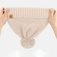 thumbnail image 4 of Xfvqtps Womens Beanie Cute Plush Pompom Knit Solid Color Simplicity Snowflake Label Stretch Soft Fashion Versatile Warm Fall Winter Skull Cap Beige, 4 of 5