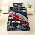 thumbnail image 3 of Manfei Vintage Fish Print Twin Sheets,Retro Flag Bedding,Navy Red White,3-Piece,1 Fitted Sheet and 1 Pillowcase, 3 of 6