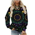 thumbnail image 2 of Gamivast Carnival Tops for Women Plus Size Long Sleeve Trendy Mask Graphic Blouses Funny Crewneck Drop Shoulder Tunic Sweatshirts Holiday Mardi Gras Shirt, 2 of 6