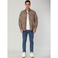 thumbnail image 3 of Camisas de vestir de rayas verticales abotonadas de manga larga de negocios informales para hombres Cafe Blanco L Unique Bargains Camisa, 3 of 6