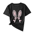 thumbnail image 1 of Plebaso T-Shirts Graphiques de Pâques pour Femmes à Manches Courtes, T-Shirts Imprimés pour Femmes, Décontractés, Amples, d'Extérieur, Hauts Basiques, 1 of 4
