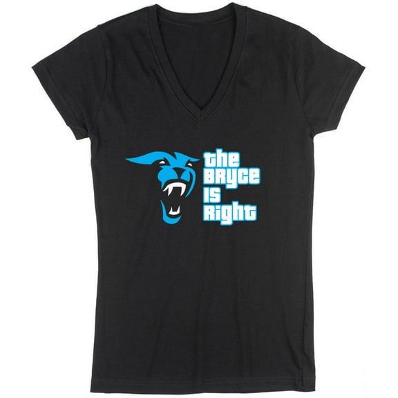 Bryce Young The Bryce Is Right Panthers LADIES V-NECK Shirt T-Shirt,