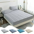 thumbnail image 1 of Sentmoon Fitted Sheet Queen Quilted Fitted Sheet Made of Washed Cottons Solid Color Skines-Friendly Breathable Non-slide Thickened and Dirt-Proof Bed Cover Suitable for Home Use, 1 of 7