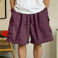 thumbnail image 2 of Diufon Mens Wide Leg Shorts Cotton Cargo Shorts Waist Drawstring Lounge Shorts with Pockets, 2 of 3