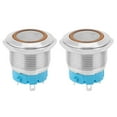 thumbnail image 1 of 2PCS 4 Pin Self Locking Push Button Switch with Ring Light 22mm IP65 for Ship Car Modification(Yellow 12~24VDC), 1 of 8