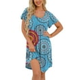 thumbnail image 2 of JWD Womens Nightgown Short Sleeves Sleepwear Soft Loose Sleepshirt Scoopneck Pleated Nightshirt Loungewear, 2 of 5
