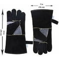 thumbnail image 4 of Guantes de cuero resistentes al calor y al fuego con costuras de Kevlar, guantes de protección térmica para trabajos con metales calientes a temperaturas extremadamente altas (16 pulgadas,, 4 of 5