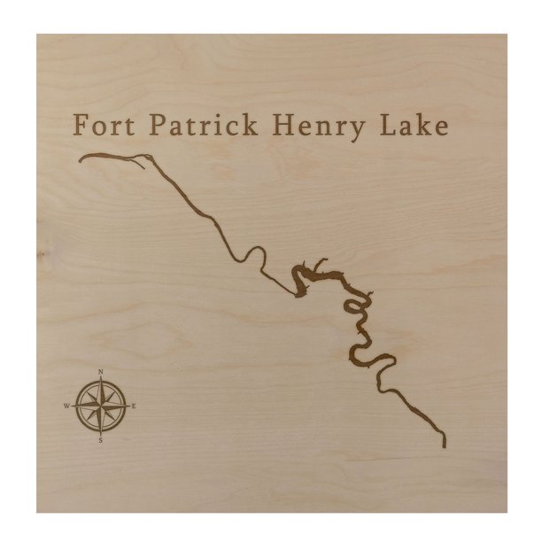 Fort Patrick Henry Lake Map 24x24" Wood Wall Art Office Decor Gift
