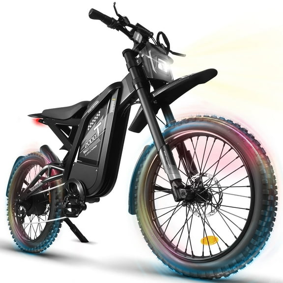 OUXI T2000 Electric Dirt Bike for Adults, 3000W Peak Motor E Dirt Bike, 48V 30Ah Battery, Max 37MPH, 85  Miles Range Electric Bike, 24" Fat Tire Mountain Bike, Electric Motorcycles UL2849