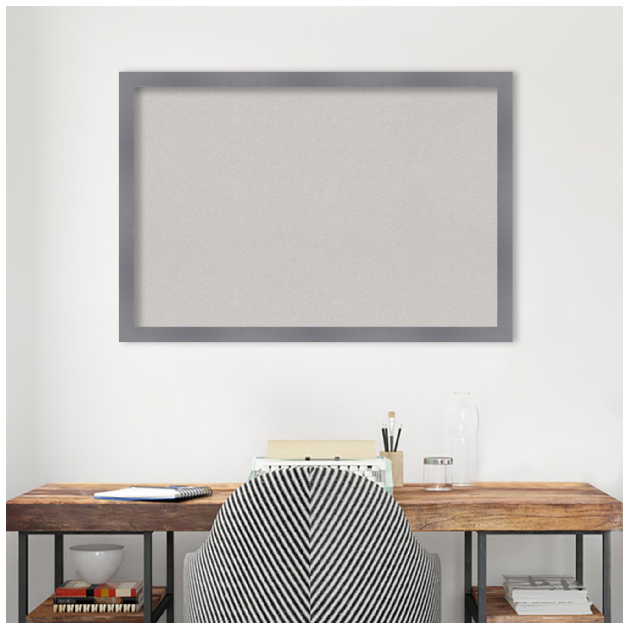 Amanti Art Grey Cork Board Wood Framed Edwin Grey Bulletin Board 38 in. x 26 in.