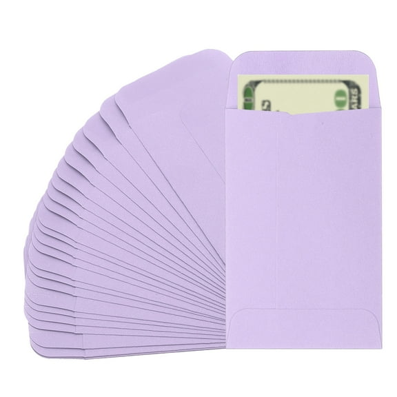 Uxcell Money Envelope, 25 Pcs 3.5" x 2.2" Cash Holder for Checks Coins, Purple