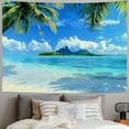 thumbnail image 2 of Fenyluxe Ocean Beach Tapestry Wall Hanging Tropic Paradise Coconut Palm Tree Hawaiian Sea Wave Cool Seaside Sunset Waves Nature Decor For Dorm Bedroom Living Room Painting, 2 of 6