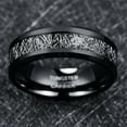 thumbnail image 2 of 8mm Men's Black Tungsten Carbide Wedding Band Rings with Imitated Meteorite Inlay Beveled Edge Comfort Fit Size 7-12, 2 of 5
