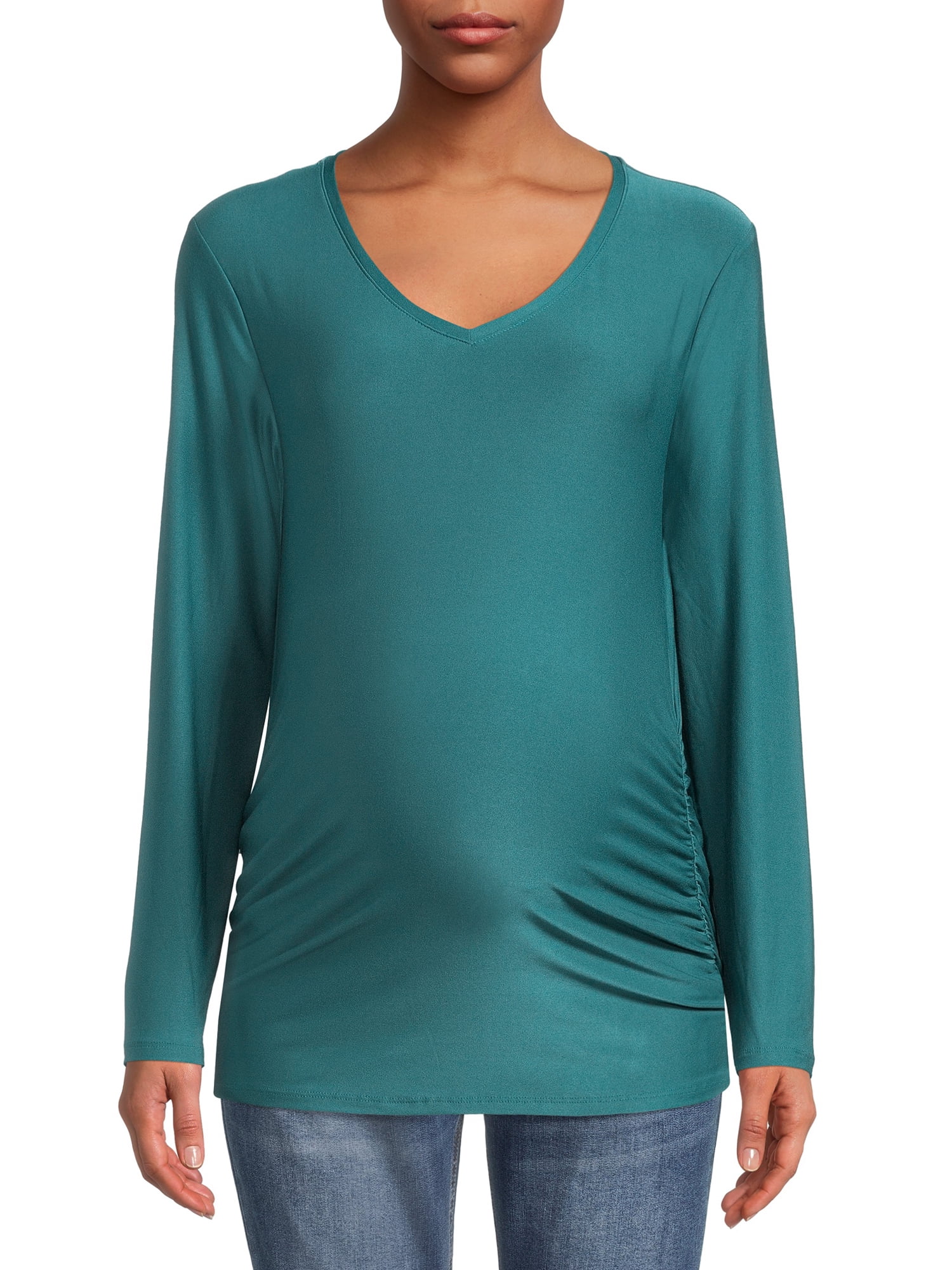 Time and Tru Women's Maternity Long Sleeve V-Neck T-Shirt