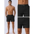 thumbnail image 4 of DARING DIVA Men's Drawstring Waist Side Pockets Mesh Lining Beach Swim Trunks 30 Black, 4 of 5