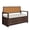 Dark brown rattan + white cushion, variant on 2-Person Outdoor Storage Bench with Cushion – Waterproof PE Rattan Deck Box – Backrest & Armrests – Metal Frame for Garden, Balcony, Porch, Pool, or Yard – Yellow Rattan with White Cushion