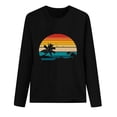 thumbnail image 5 of CEHVOM Fashion Women's Spring Printed Long Sleeves Round Neck Casual Tee Tops Clearance, 5 of 5