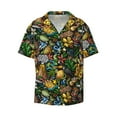 thumbnail image 2 of Lsque Hawaiian Culture Symbols print Men's Cuban Collar Short Sleeve Shirt Summer Beachwear Casual Button Down Fashionable Vacation Leisure Shirt-Medium, 2 of 7